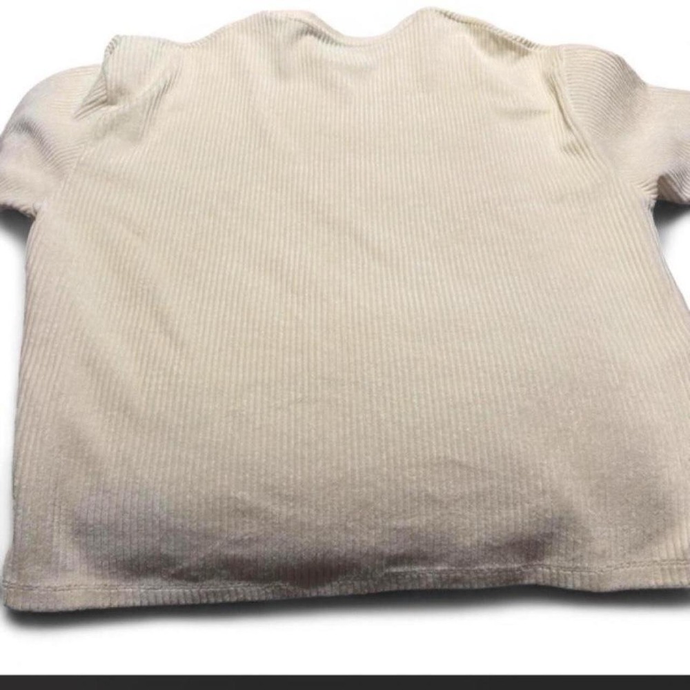 YoungLA Ribbed Knit Baby Tee Cream White Short Sleeve Fitted Shirt Large